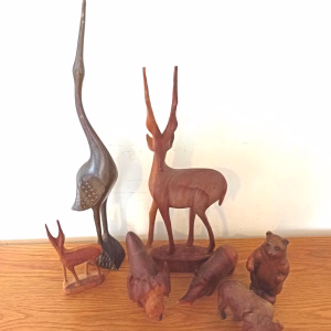 Set of Carved Wooden Animal Figurines. 1960s - 1970s.