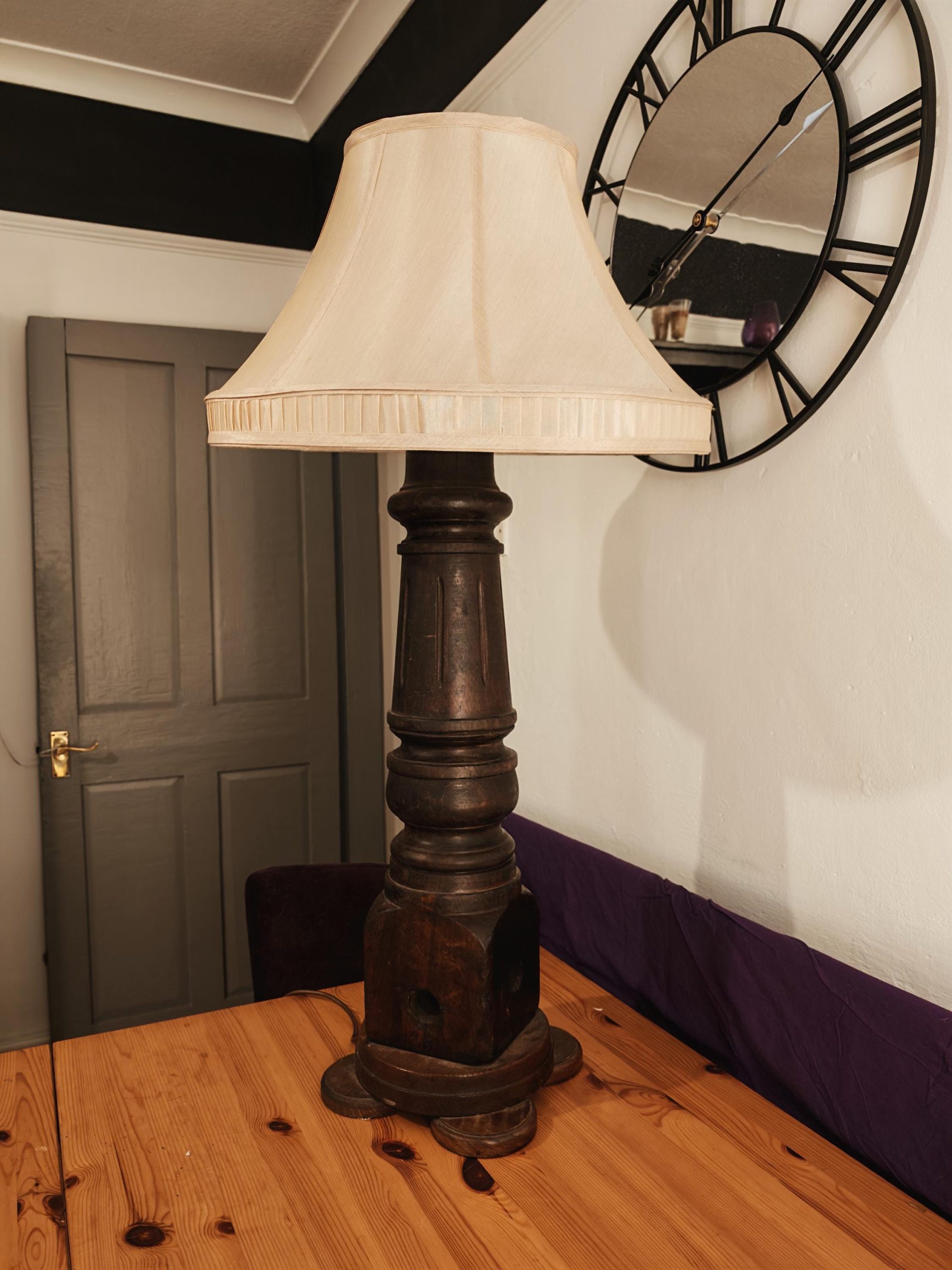 Very Large Handmade Lamp from Full Size Snooker Table Leg - 78cm. PAT tested. - Image 2