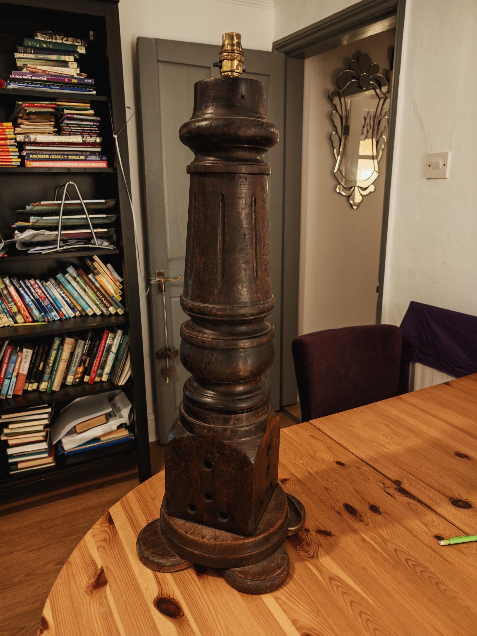Very Large Handmade Lamp from Full Size Snooker Table Leg - 78cm. PAT tested. - Image 8