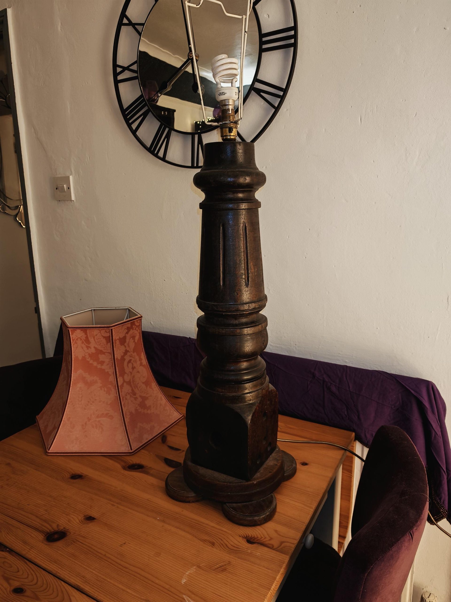 Very Large Handmade Lamp from Full Size Snooker Table Leg - 78cm. PAT tested. - Image 3
