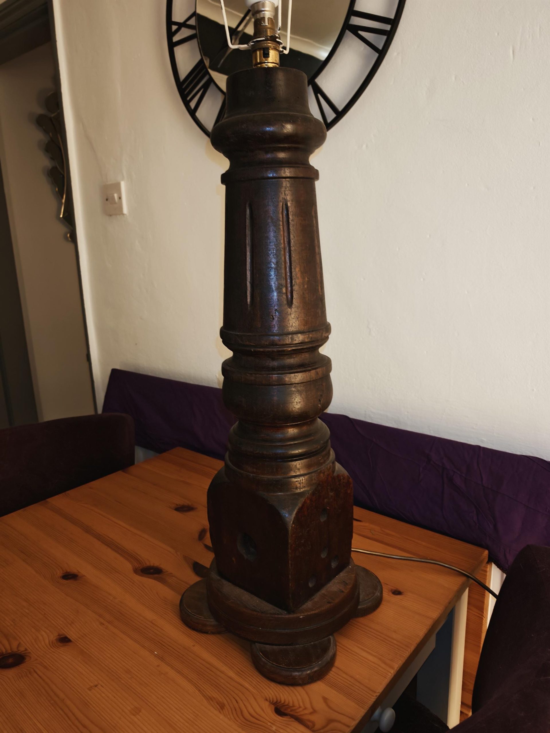 Very Large Handmade Lamp from Full Size Snooker Table Leg - 78cm. PAT tested. - Image 7