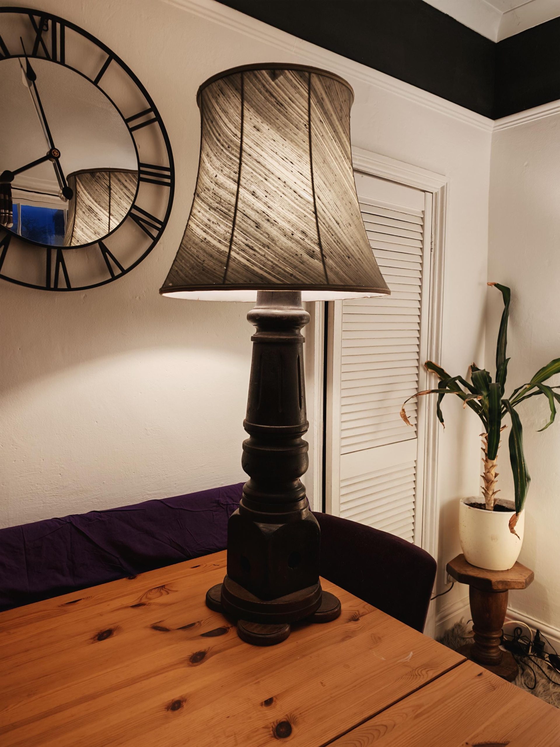 Very Large Handmade Lamp from Full Size Snooker Table Leg - 78cm. PAT tested.