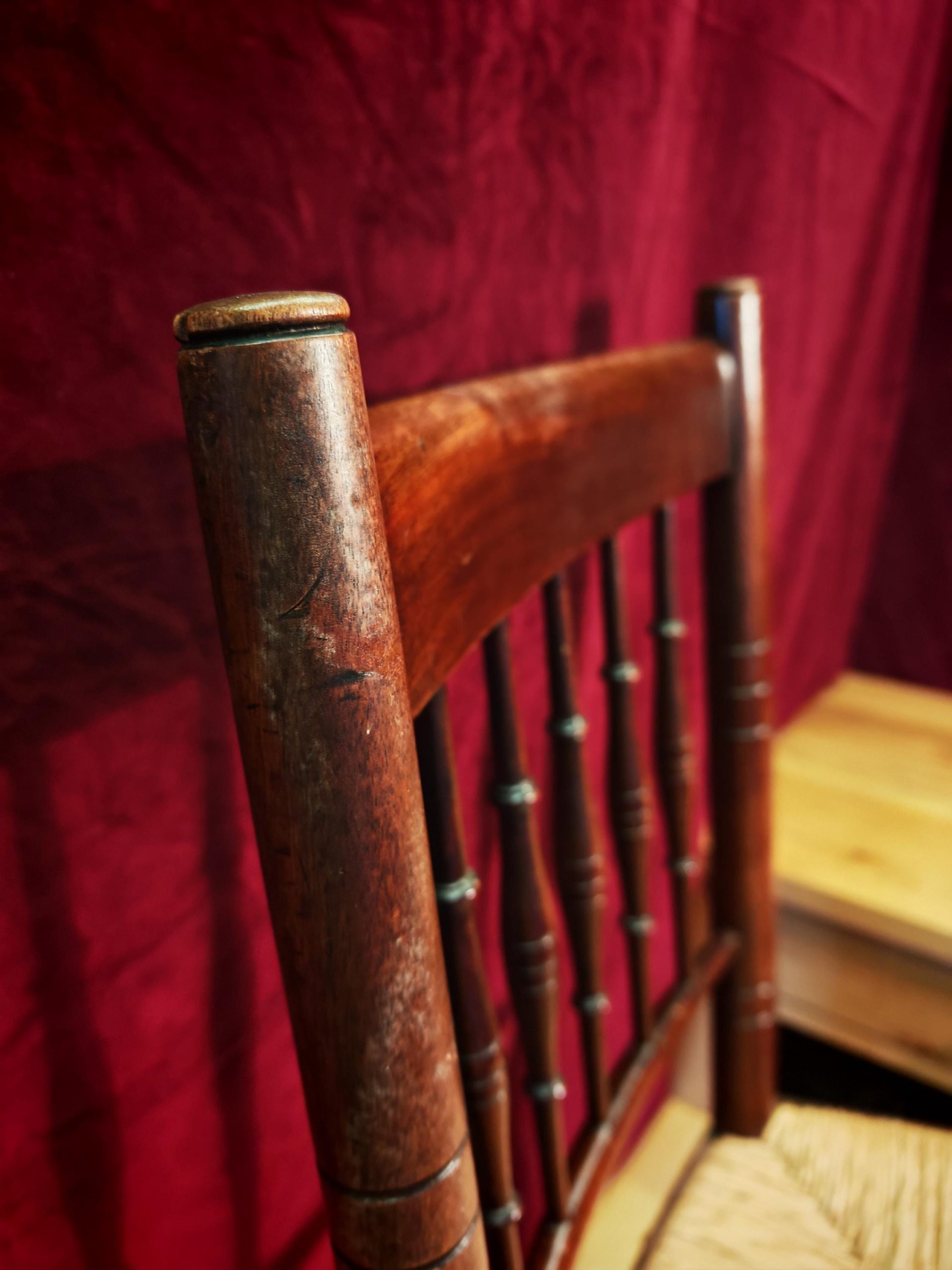 Antique Children's Rush and Straw Seated Dining Chair. Good Condition. Likely 19th Century. 75cm Tall - Image 6