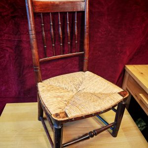 Antique Children's Rush and Straw Seated Dining Chair. Good Condition. Likely 19th Century. 75cm Tall