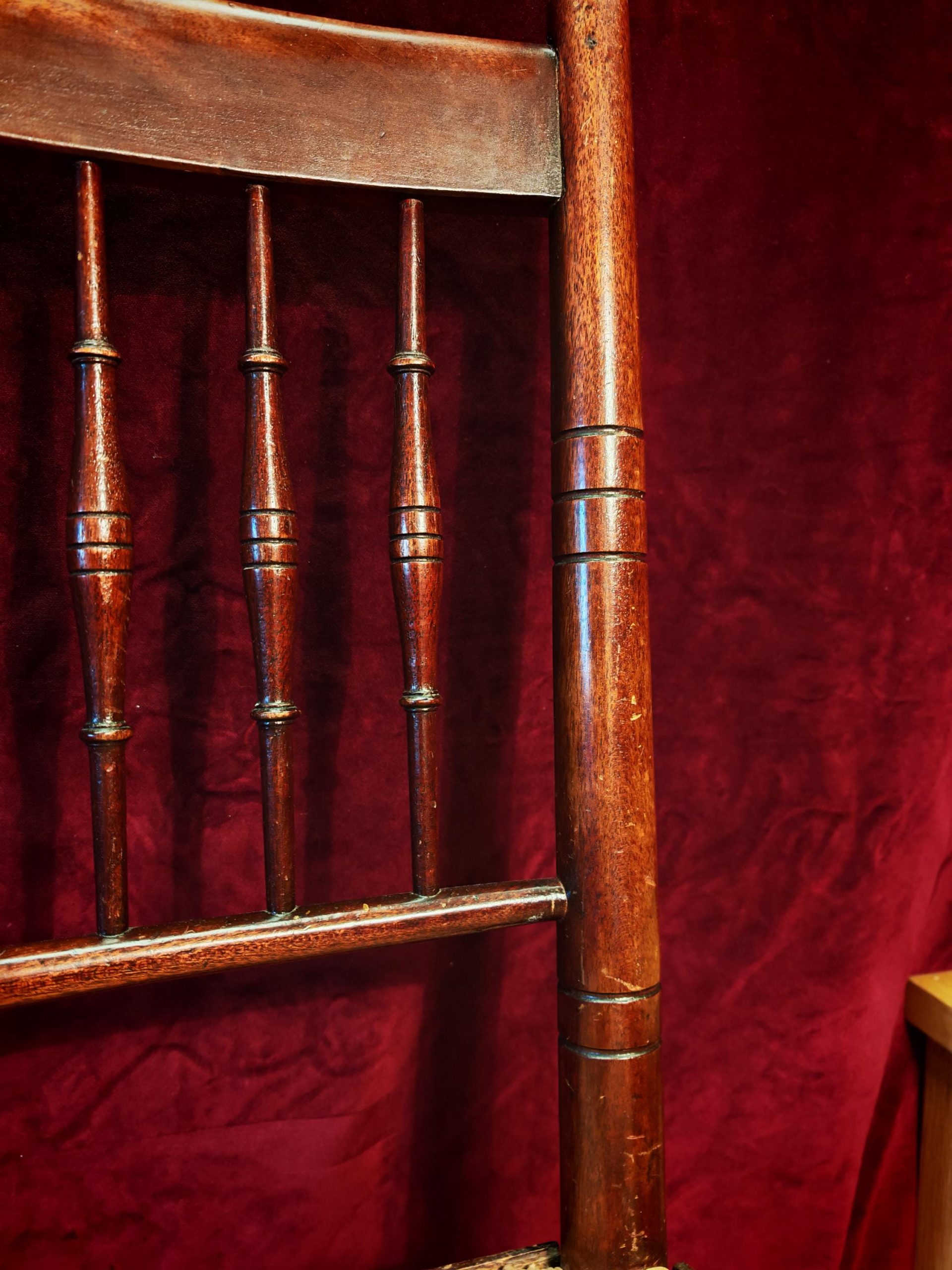 Antique Children's Rush and Straw Seated Dining Chair. Good Condition. Likely 19th Century. 75cm Tall - Image 8