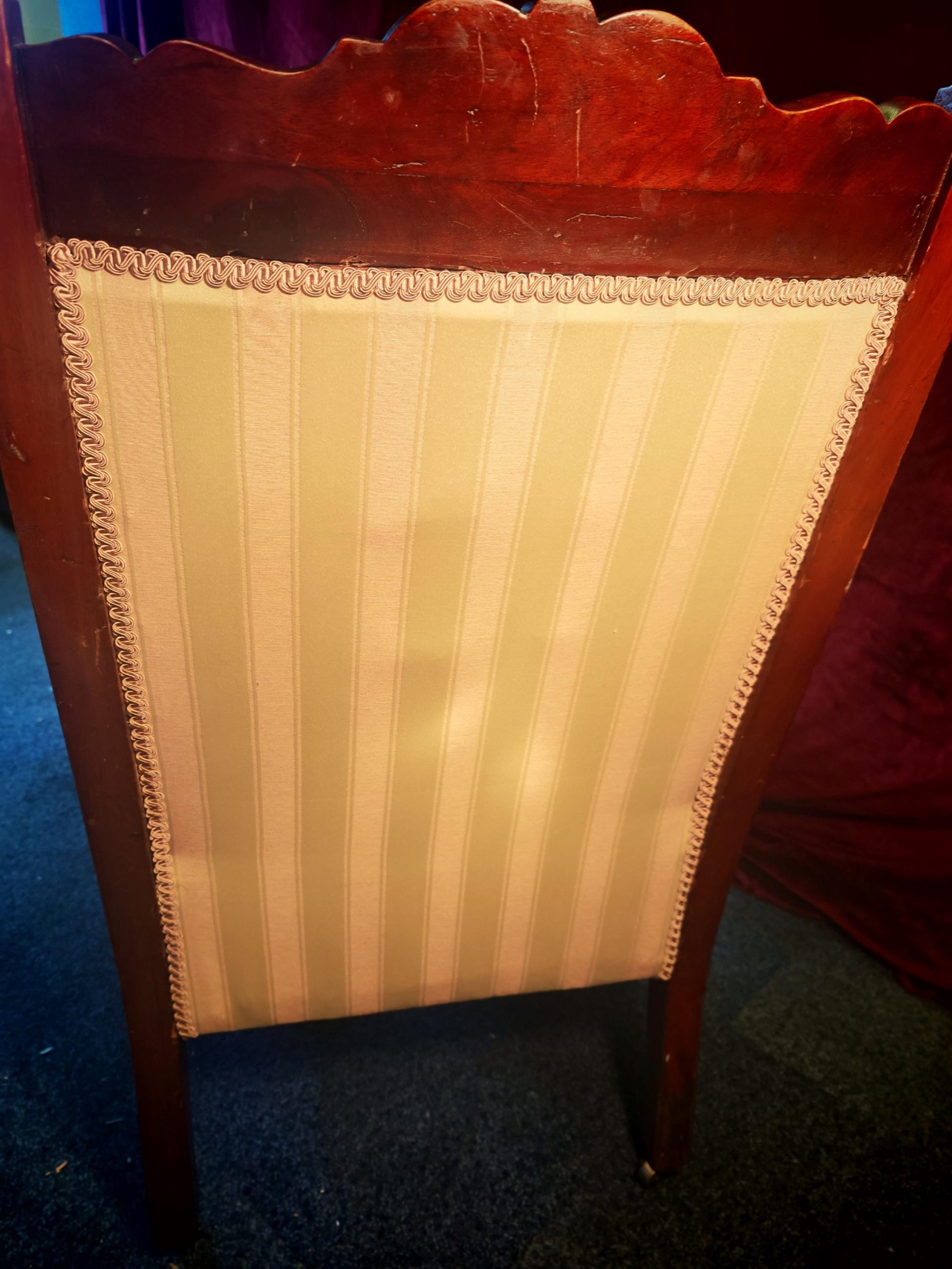 Antique Narrow Back, Pink and White Mahogany Victorian Nursing Chair. 1980s/90s Likely Reupholstered. 96cm Tall. Very Good Condition - Image 10