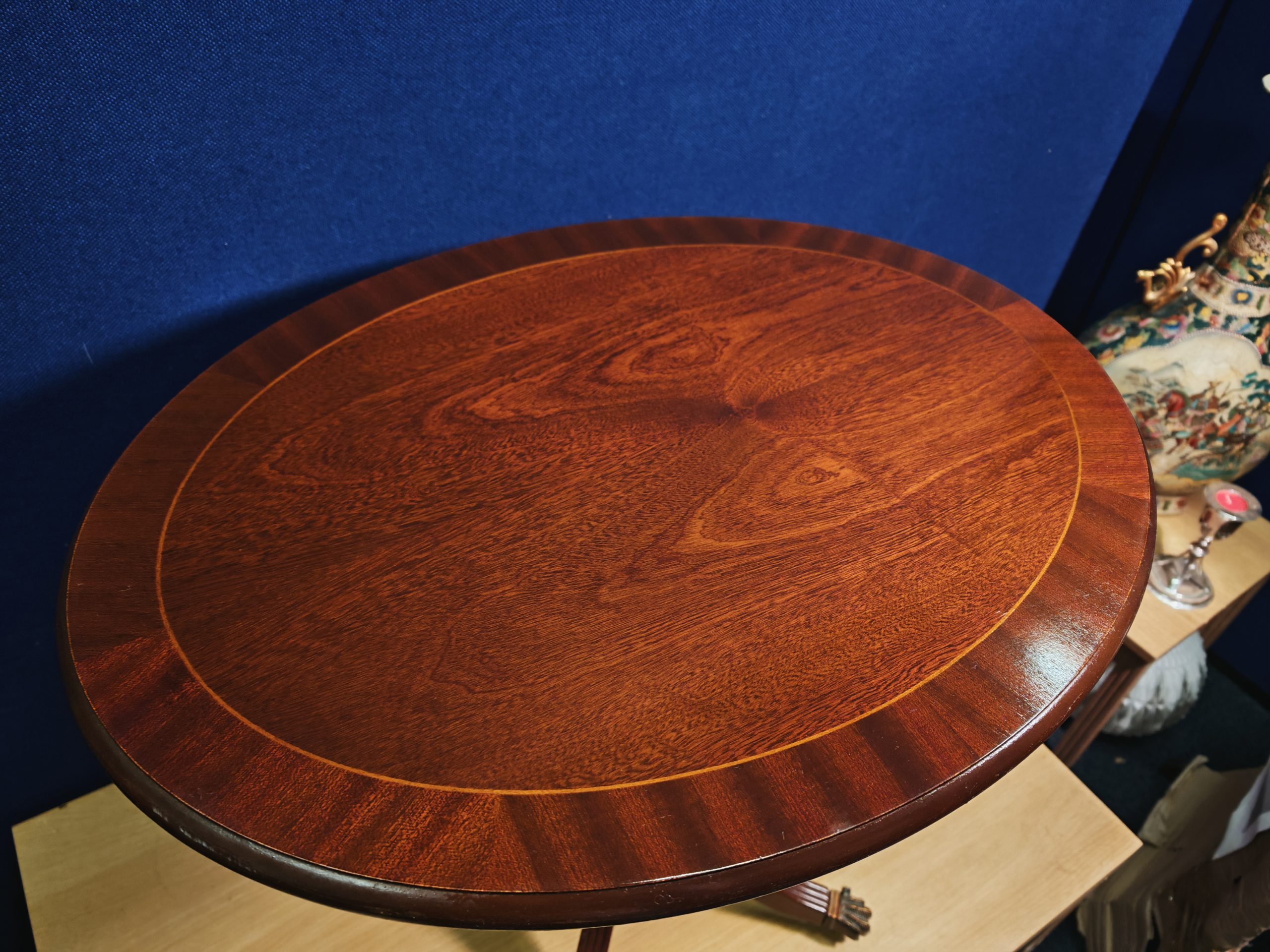 Vintage Mahogany and Mahogany Effect Hall and Side Tables with Green and Gilt Leather Tops - Four Styles - Image 12