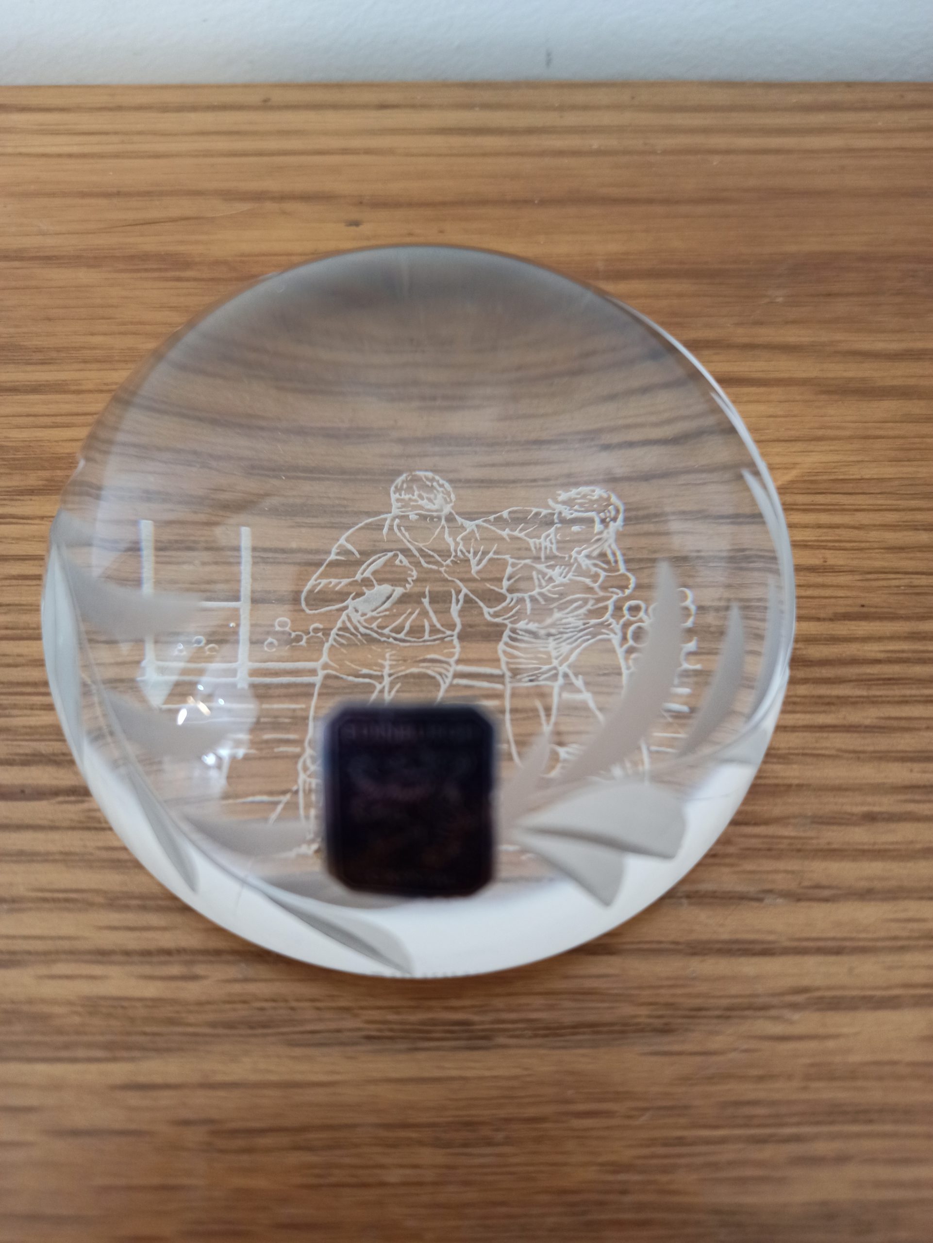 Edinburgh Crystal Paperweight - Rugby Scene - Image 2