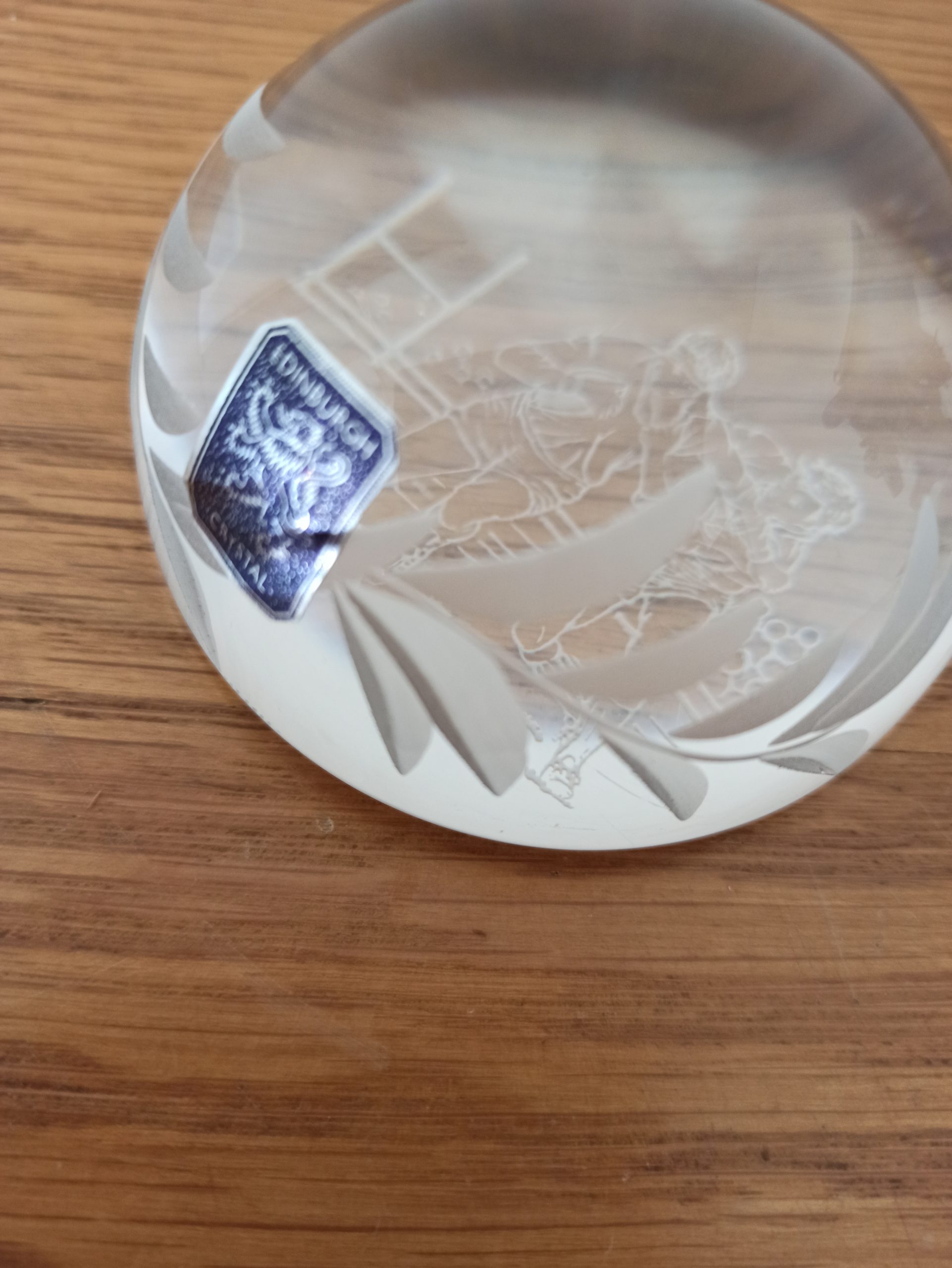 Edinburgh Crystal Paperweight - Rugby Scene - Image 7