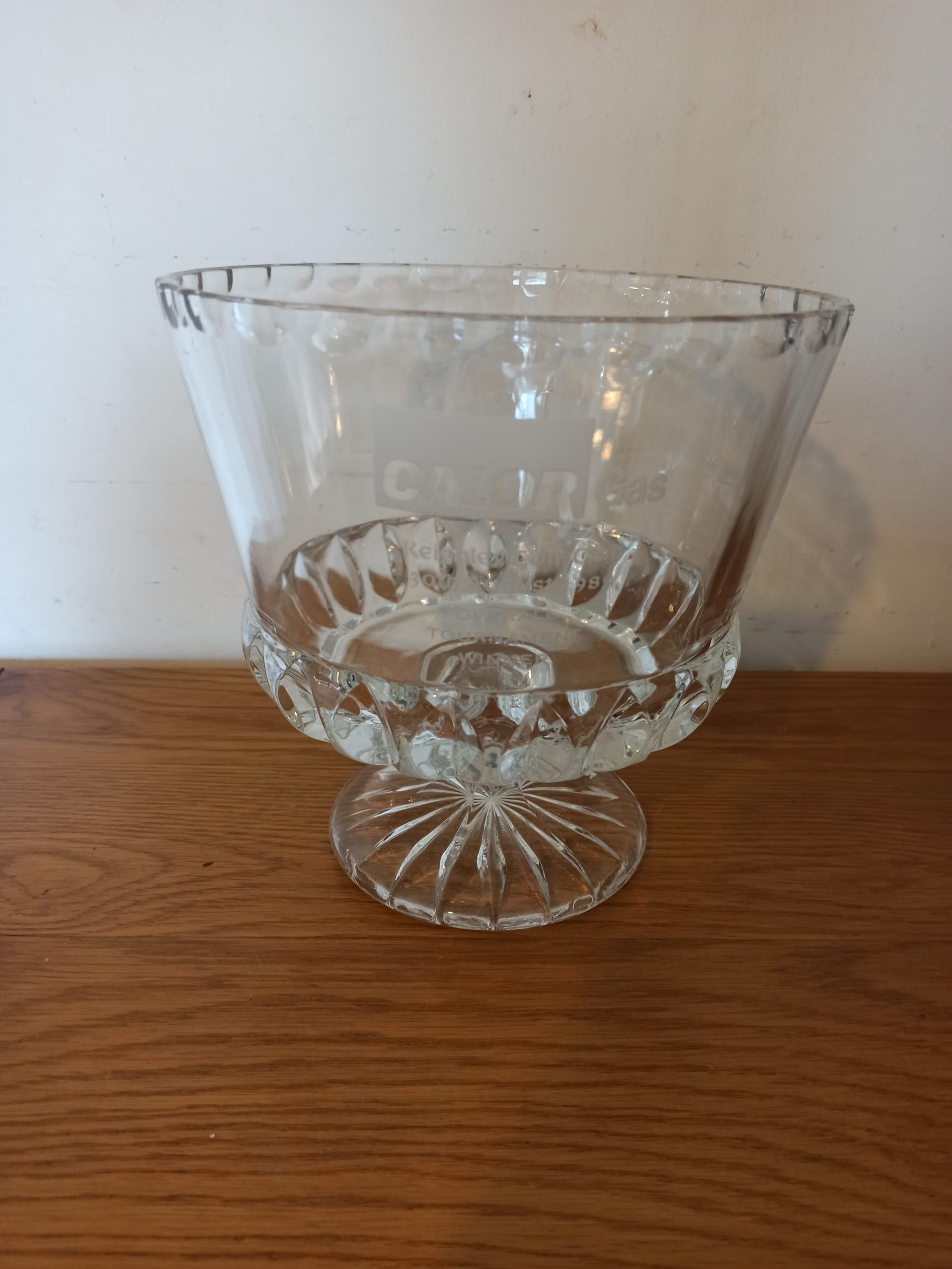 Large Vintage Glass Trophy-Calor Gas 1989 Keighley Golf Club Winner