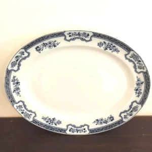 Various Vintage and Antique Plates. Blue and White. Meat Platter, Sandwich Platter and Small Fruit Bowl.