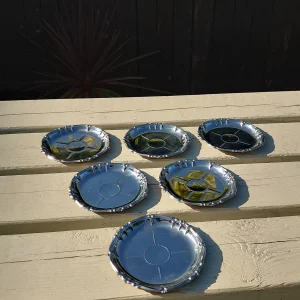 Vintage Inox Stainless Steel 18/8 Coasters. Mostly Italian. All Very Good Condition.