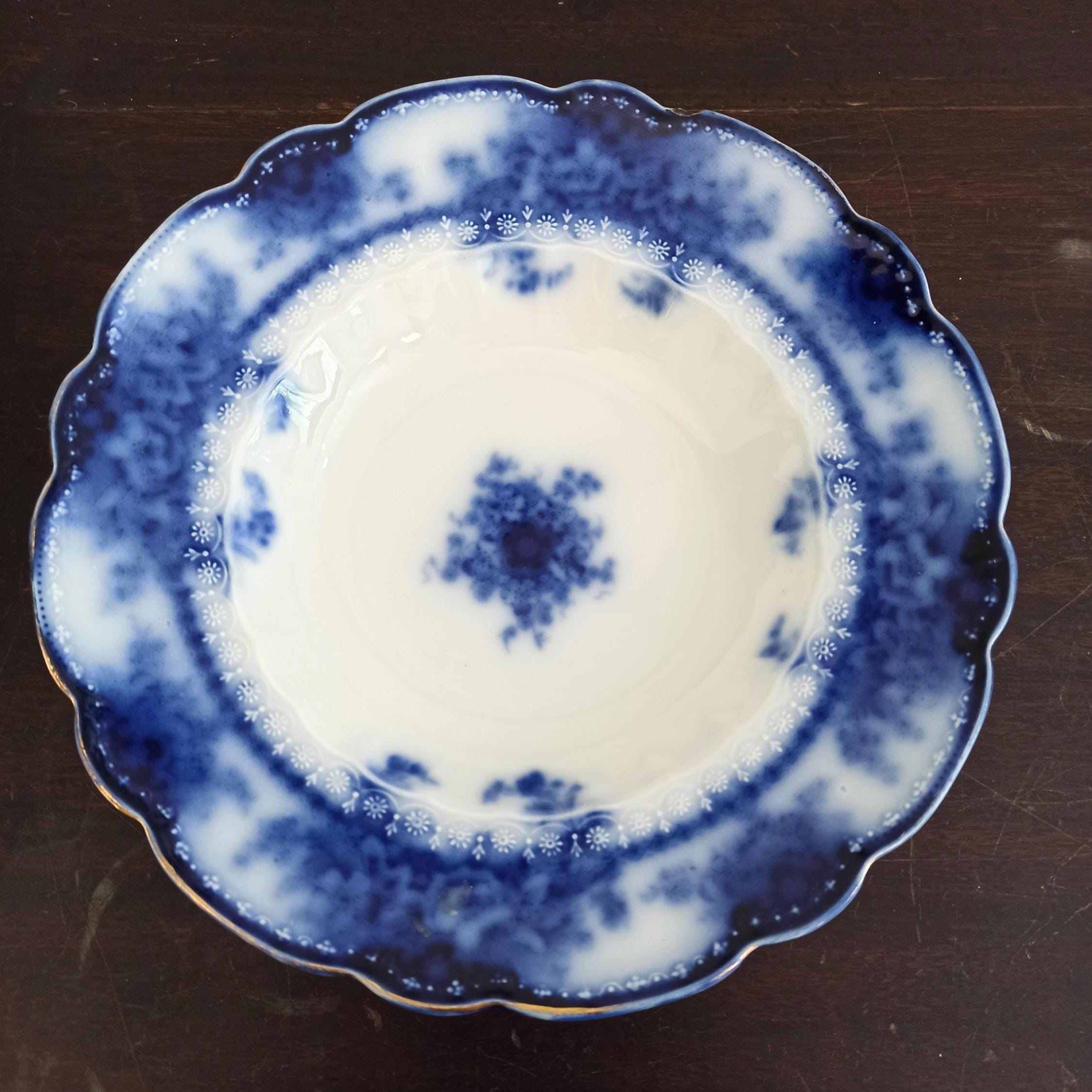 Vintage Alfred Meakin Decorative Porcelain Bowl. Flow Blue. Very Good Condition. - Image 3