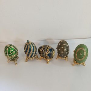 Jewelled Enamelled Faberge Style Egg. Trinket Box. Very Good Condition.