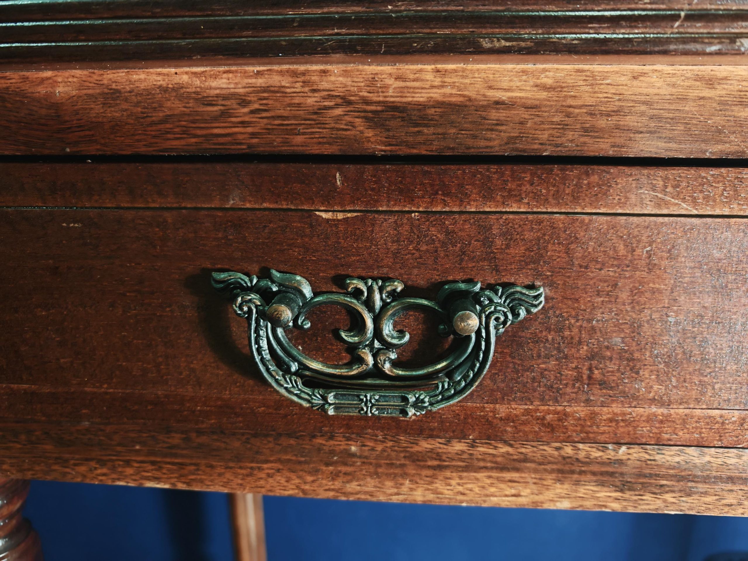 Vintage Mahogany and Mahogany Effect Hall and Side Tables with Green and Gilt Leather Tops - Four Styles - Image 5