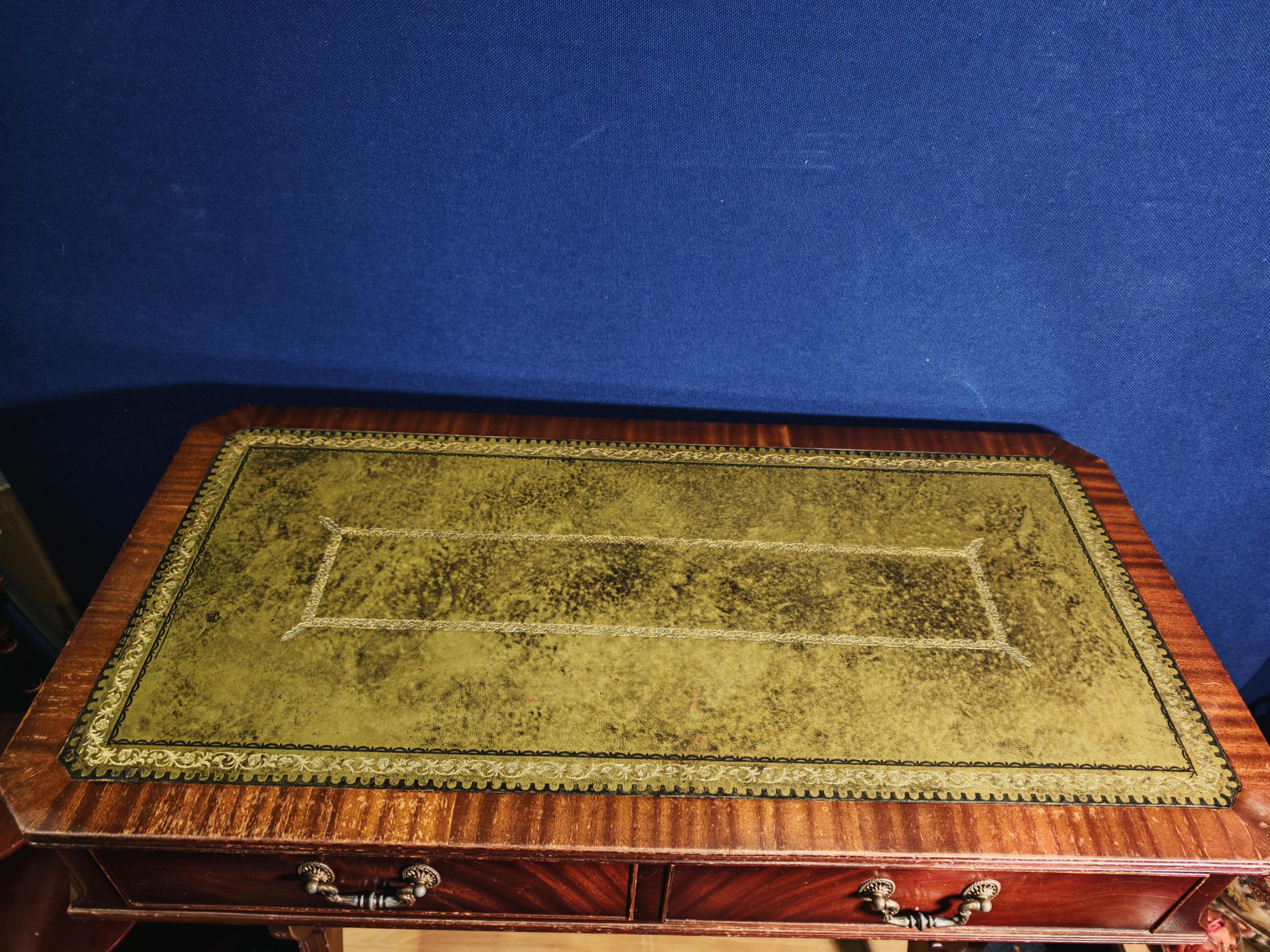 Vintage Mahogany and Mahogany Effect Hall and Side Tables with Green and Gilt Leather Tops - Four Styles - Image 7