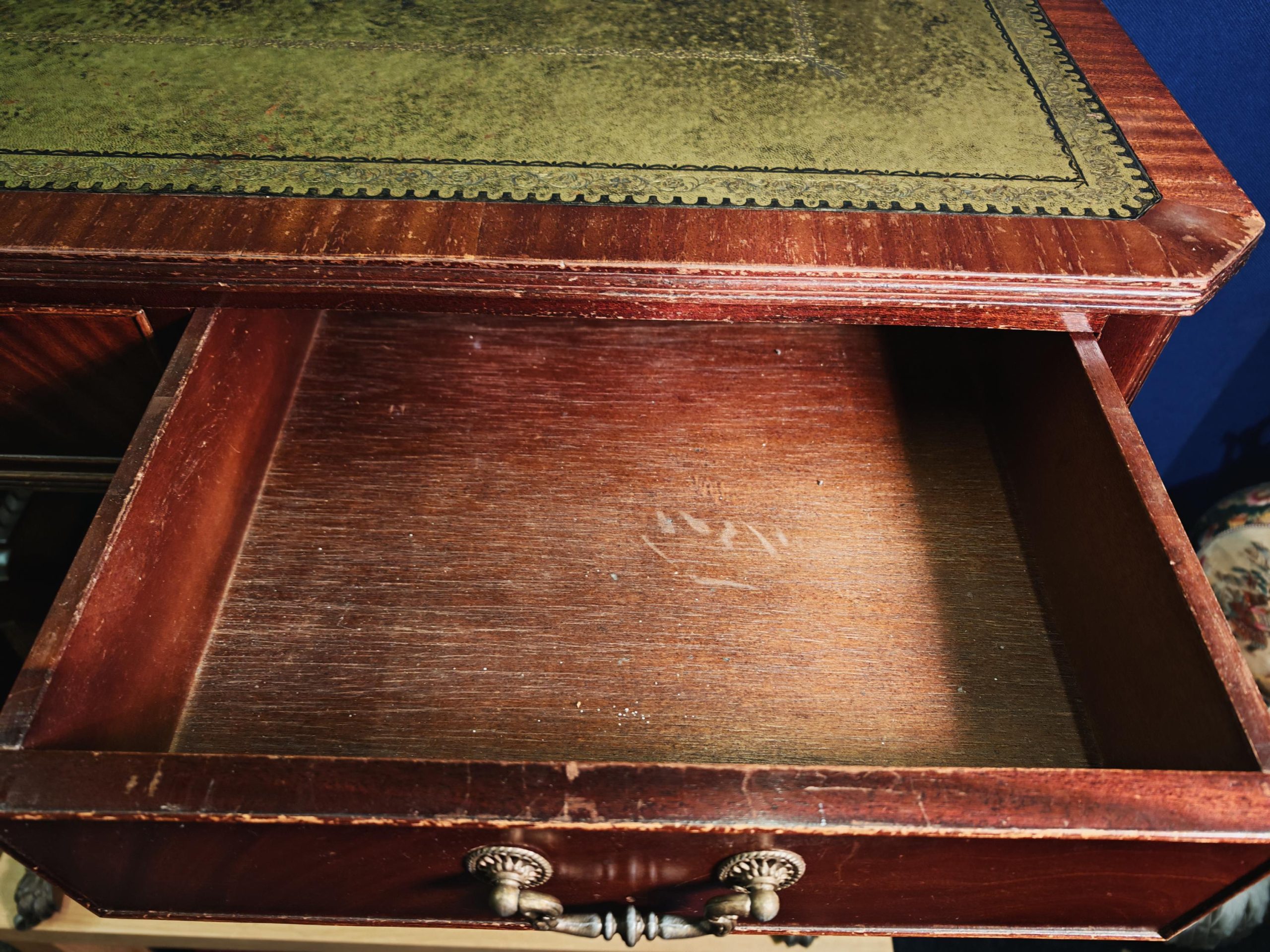 Vintage Mahogany and Mahogany Effect Hall and Side Tables with Green and Gilt Leather Tops - Four Styles - Image 9