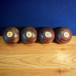 Four Vintage Thomas Taylor Glasgow Solid Wood Lawn Bowls, 3 Full Bias - Good Working Condition